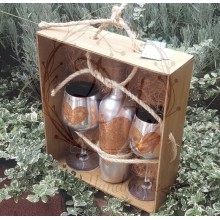 Set sticla de vin cu doua pahare